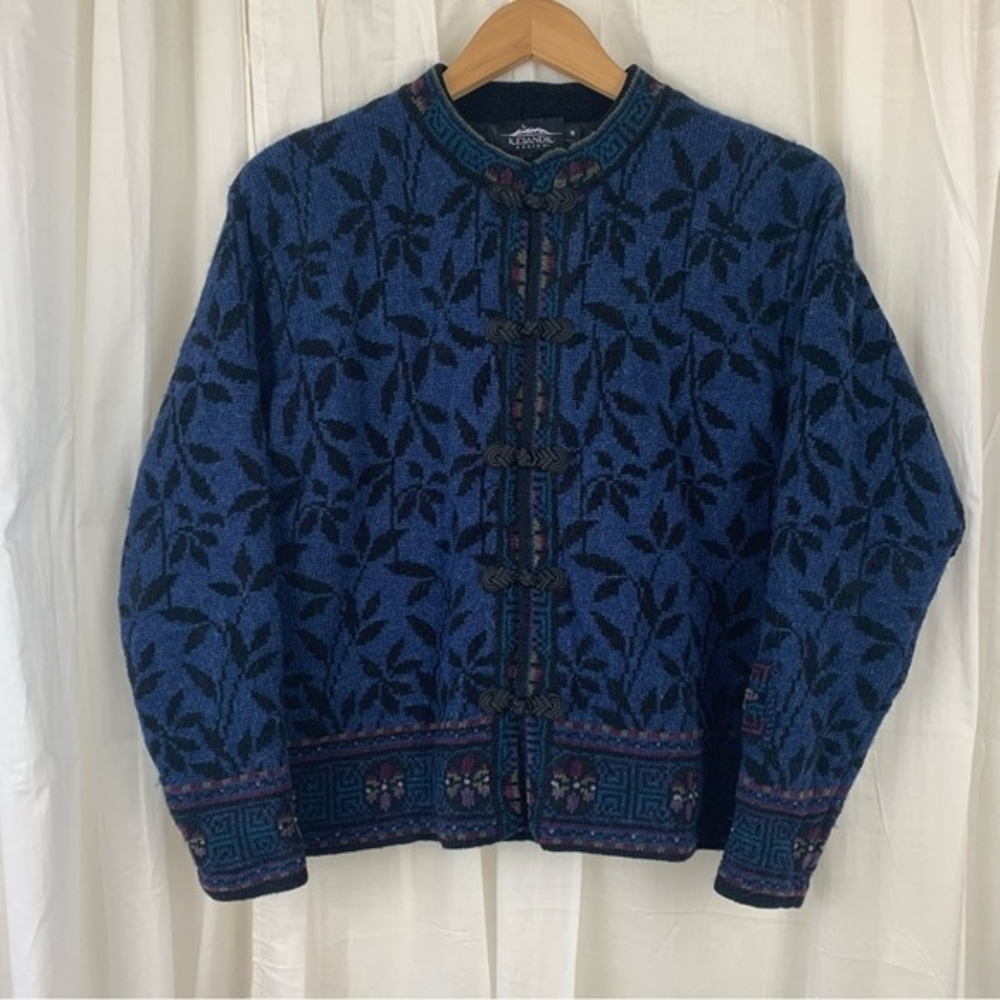 Icelandic Design Wool‎ Blend Cardigan Sweater w/ Mandarin Collar Size M